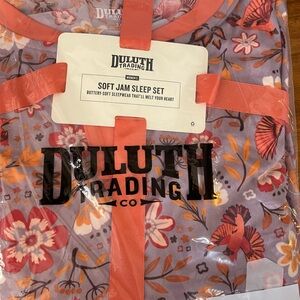 Duluth Trading Co Floral Soft Jam Sleep Set - Pink and Orange